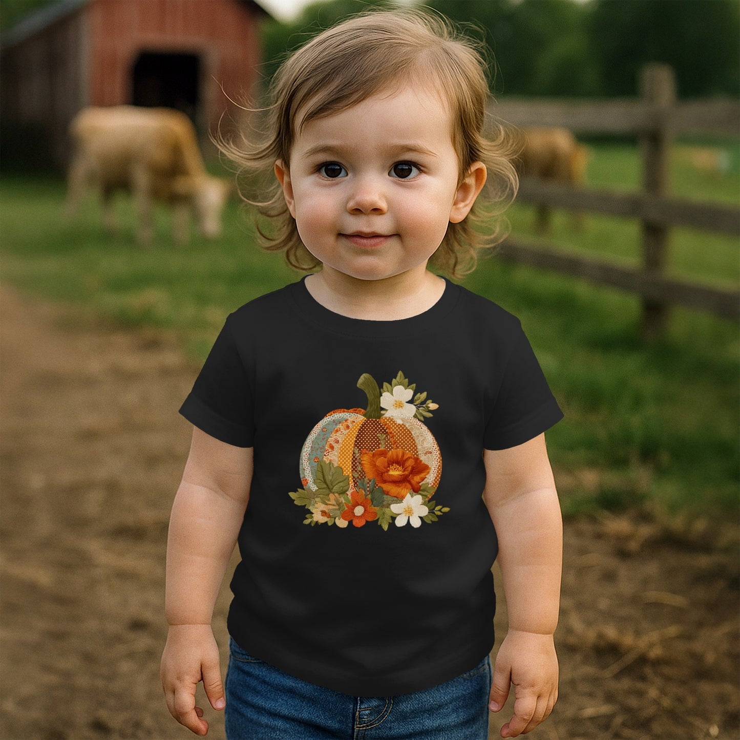 Faux Embroidery Fall Pumpkin T-shirt (Toddler)