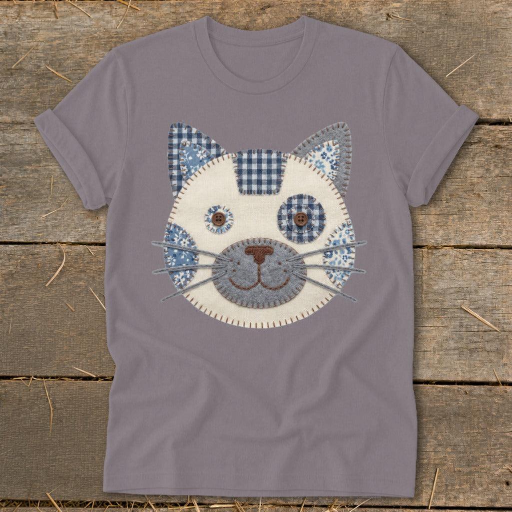 Faux Patchwork Cat Softstyle Tee