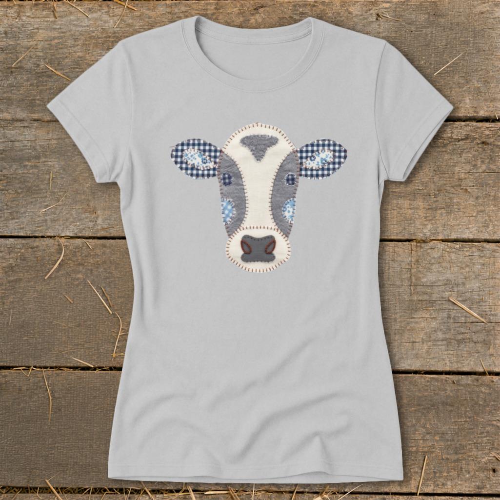 Faux Patchwork Cow Ladies Tee