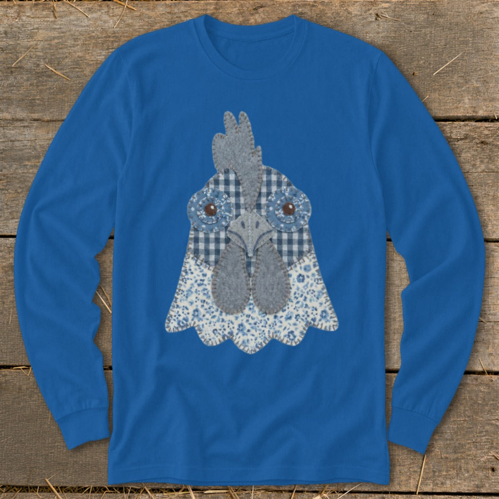 Faux Patchwork Rooster Long Sleeve Tee