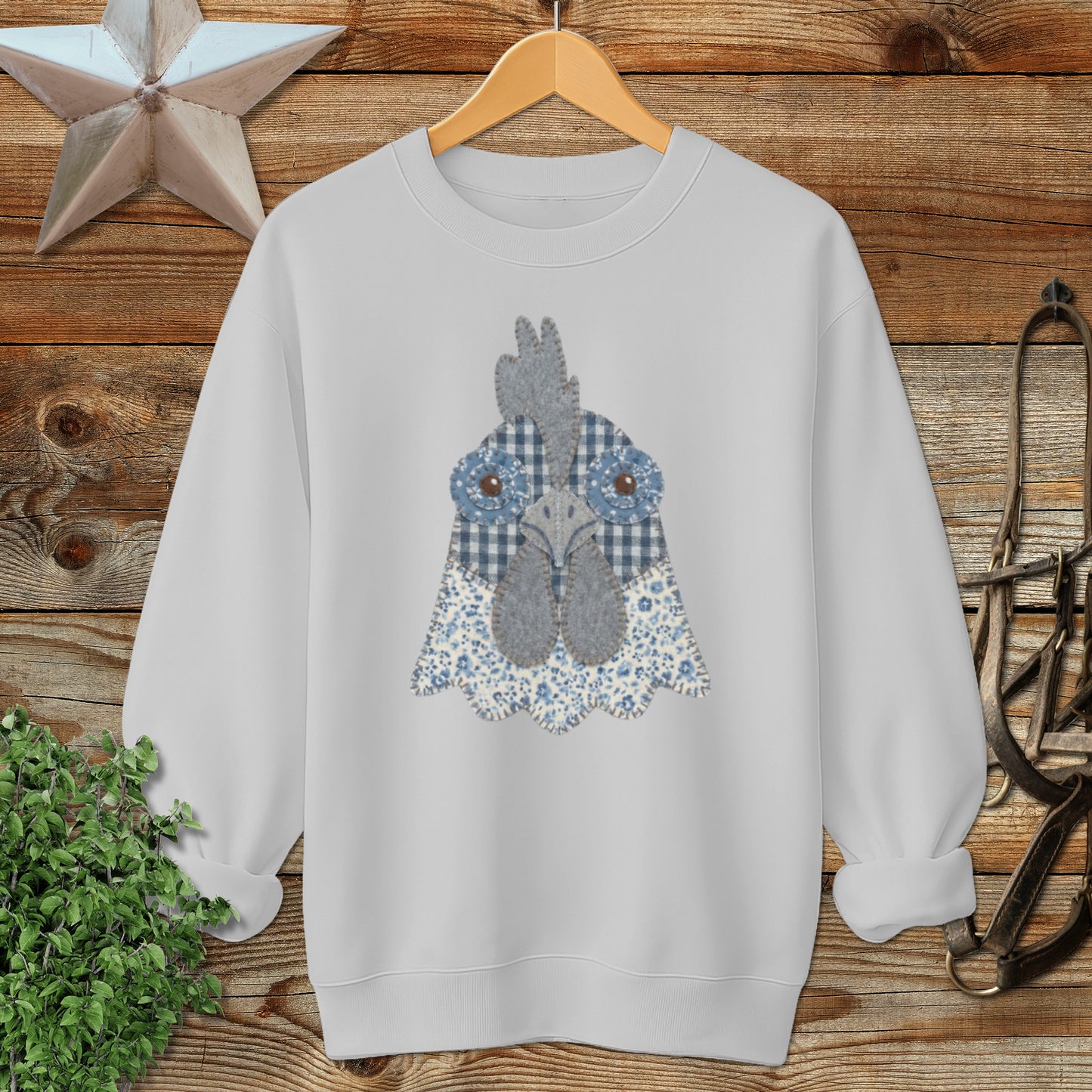 Faux Patchwork Rooster Sweatshirt