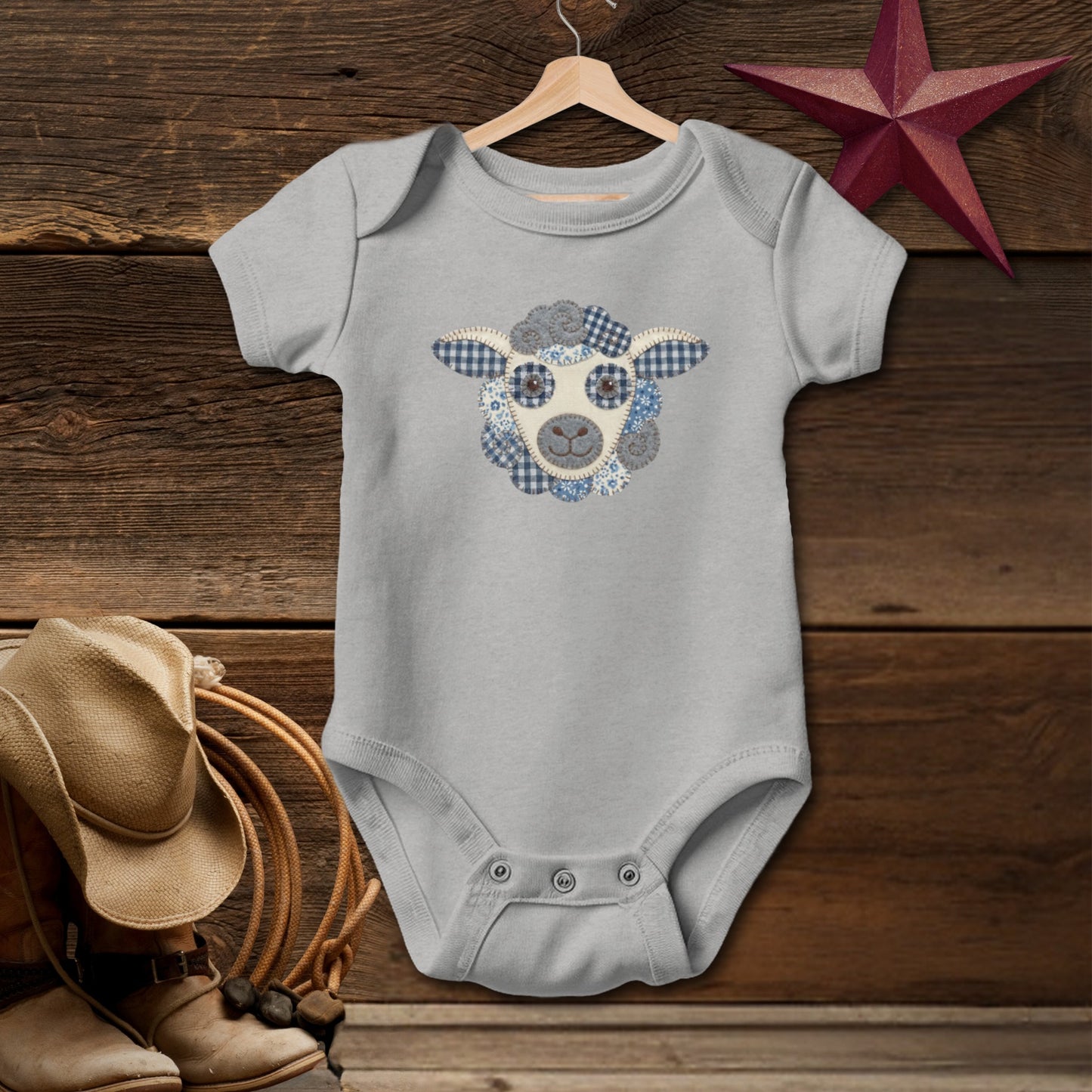 Faux Patchwork Sheep Bodysuit (Baby)