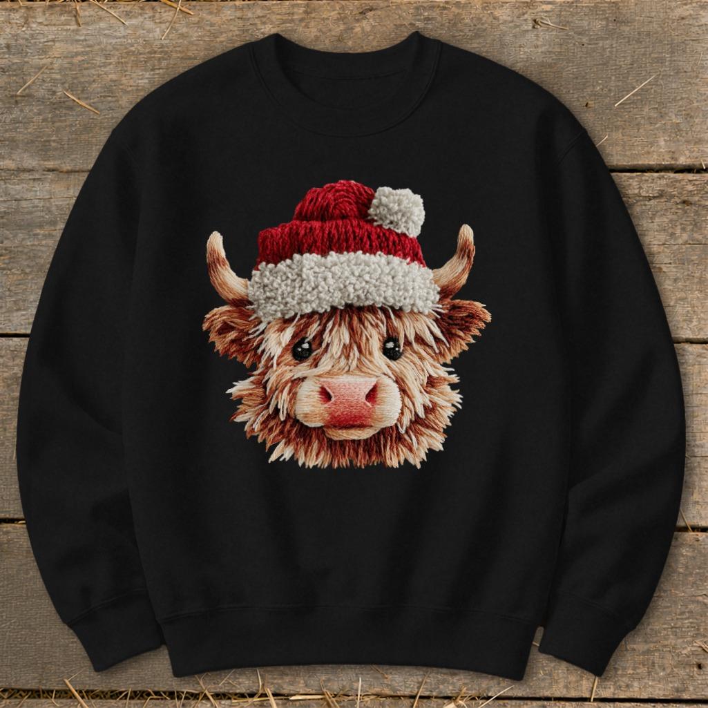 Faux Yarn Cow Sweatshirt