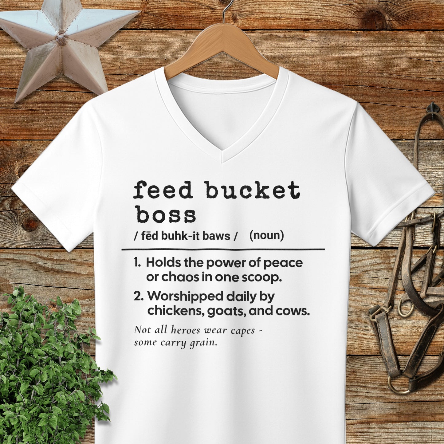 Feed Bucket Boss Definition V-neck