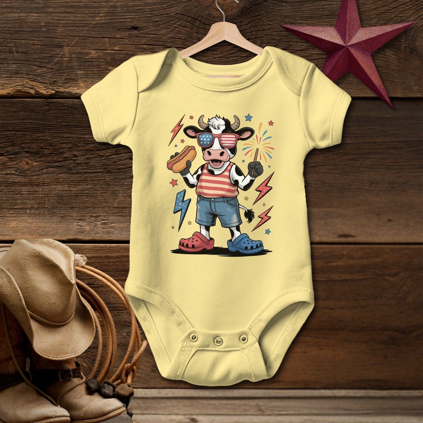 Festive 4th Cow Bodysuit (Baby)