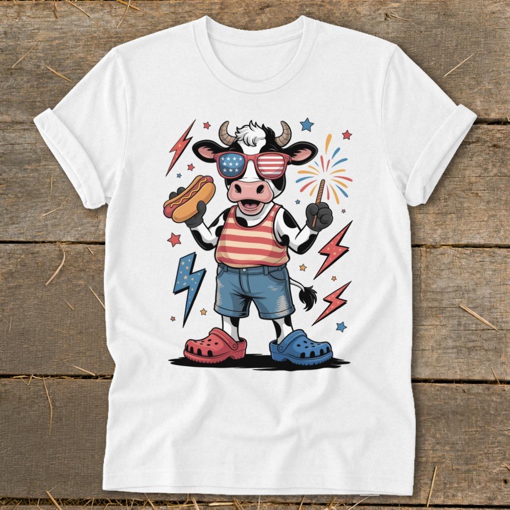 Festive 4th Cow Softstyle Tee