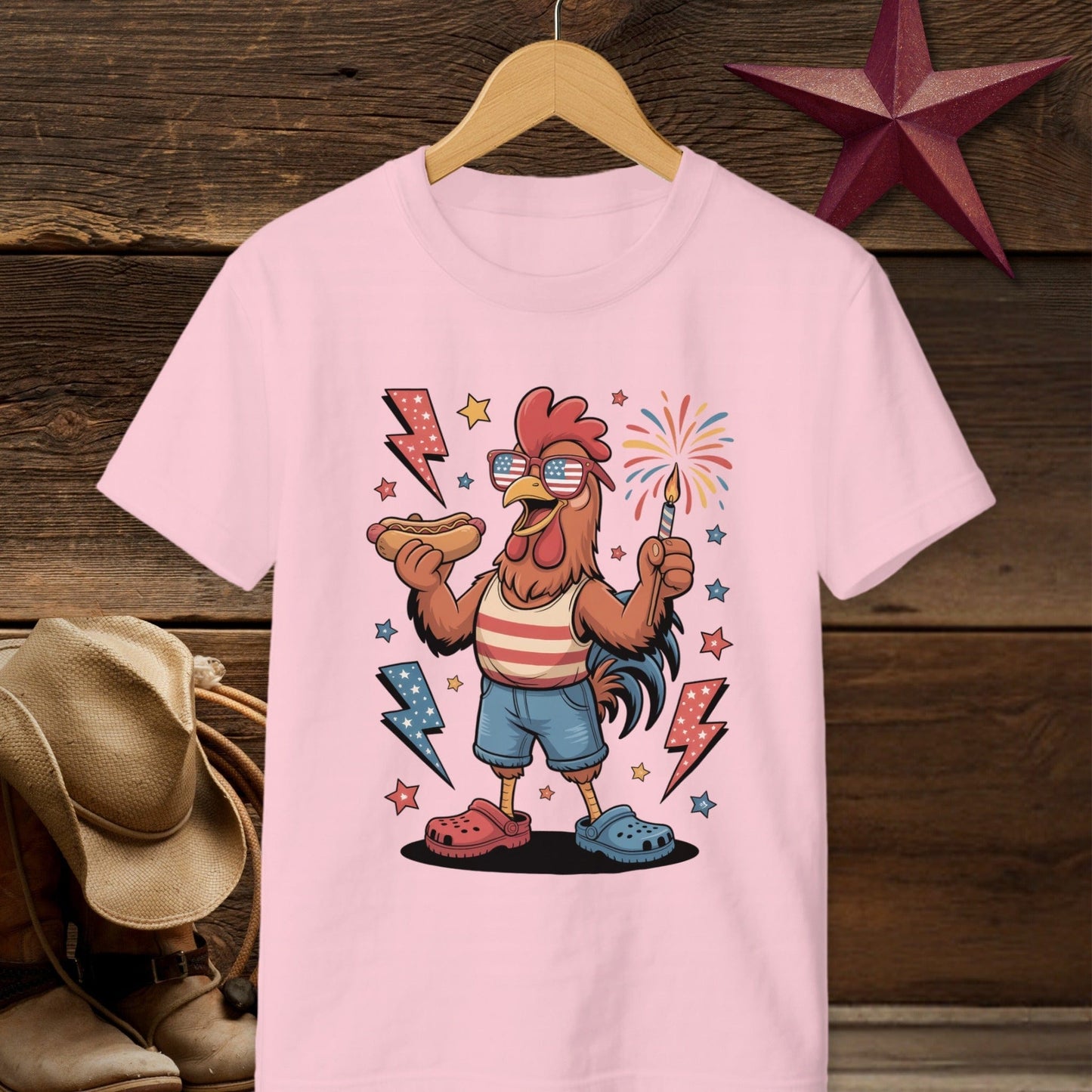 Festive 4th Rooster T-shirt (Youth)
