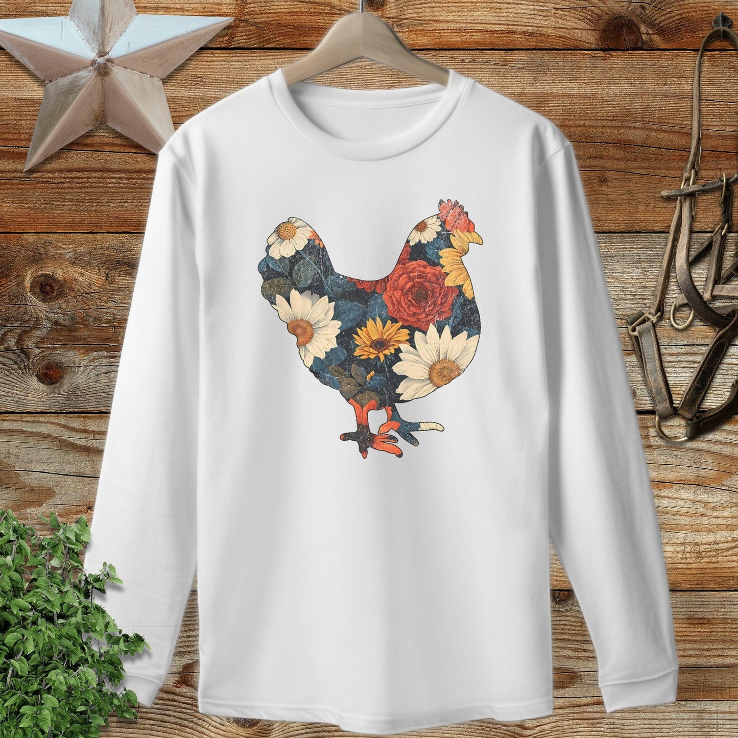 Floral Chicken Long Sleeve Tee