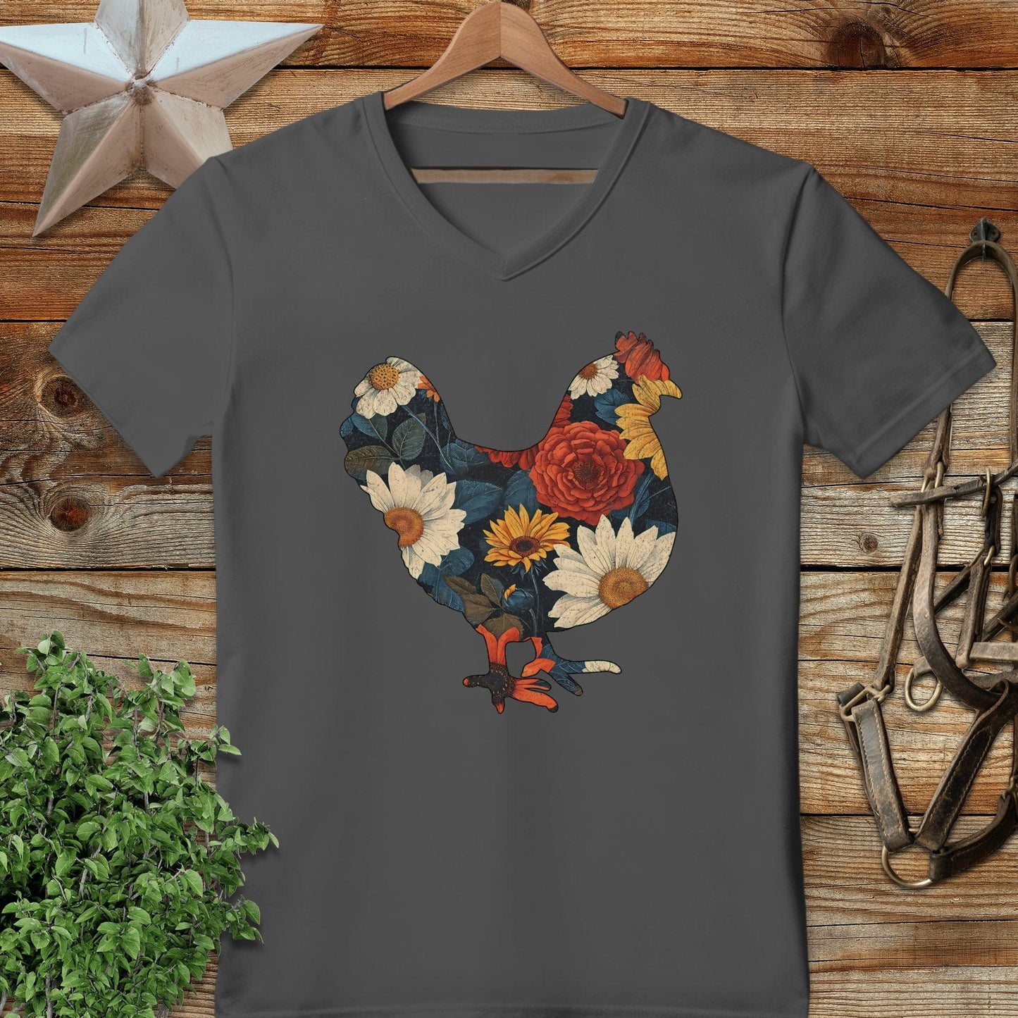 Floral Chicken V-neck