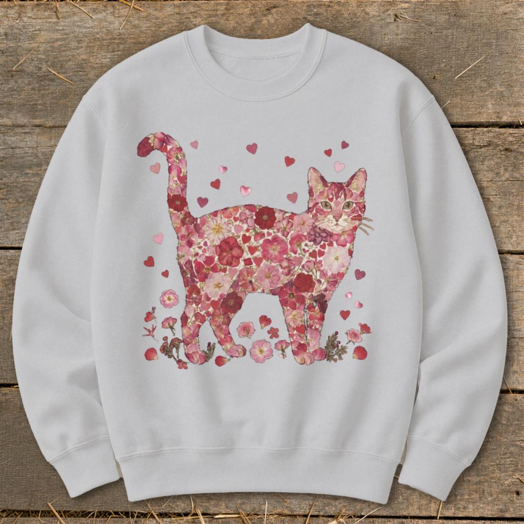 Flowers & Hearts - Cat Sweatshirt