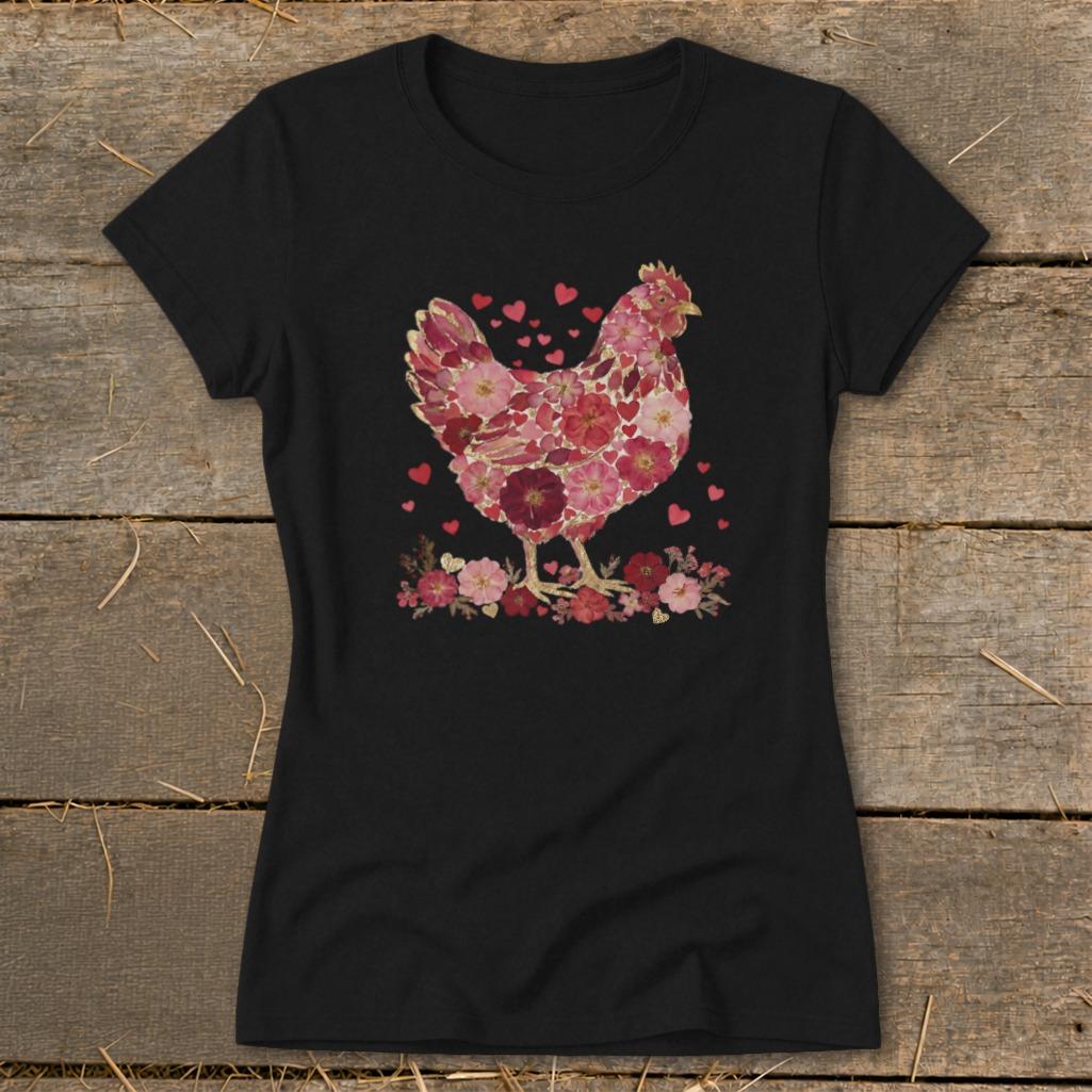Flowers & Hearts Chicken Ladies Tee