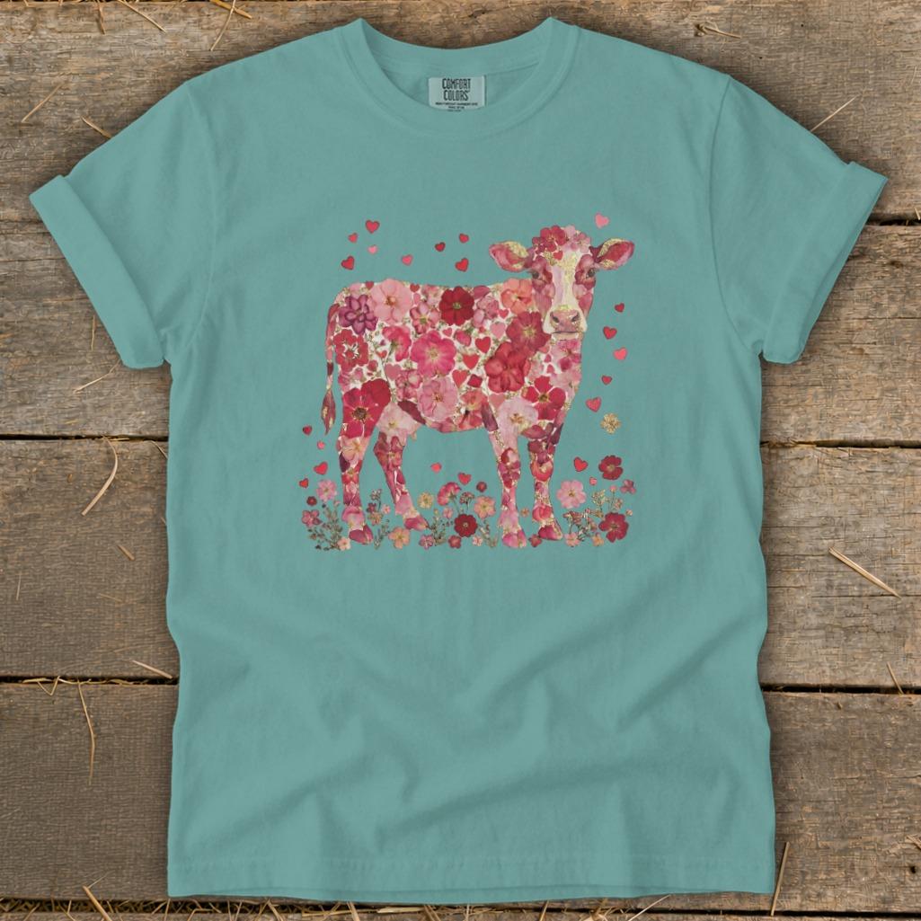Flowers & Hearts Cow Signature Tee