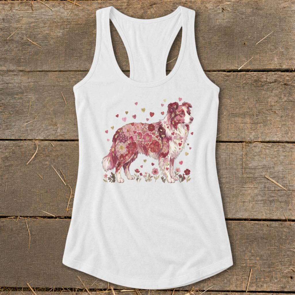 Flowers & Hearts - Dog Racerback Tank