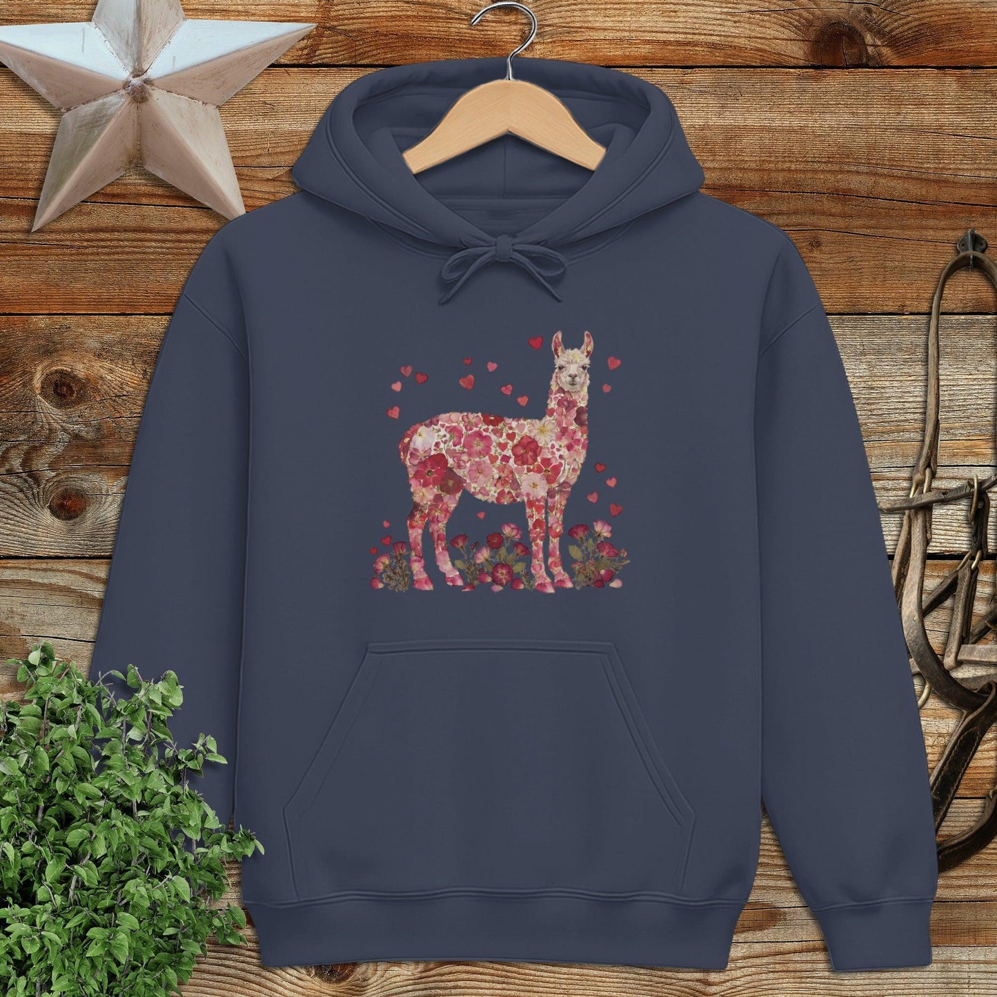 Flowers & Hearts - Llama Hoodie