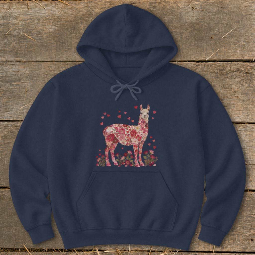 Flowers & Hearts - Llama Hoodie