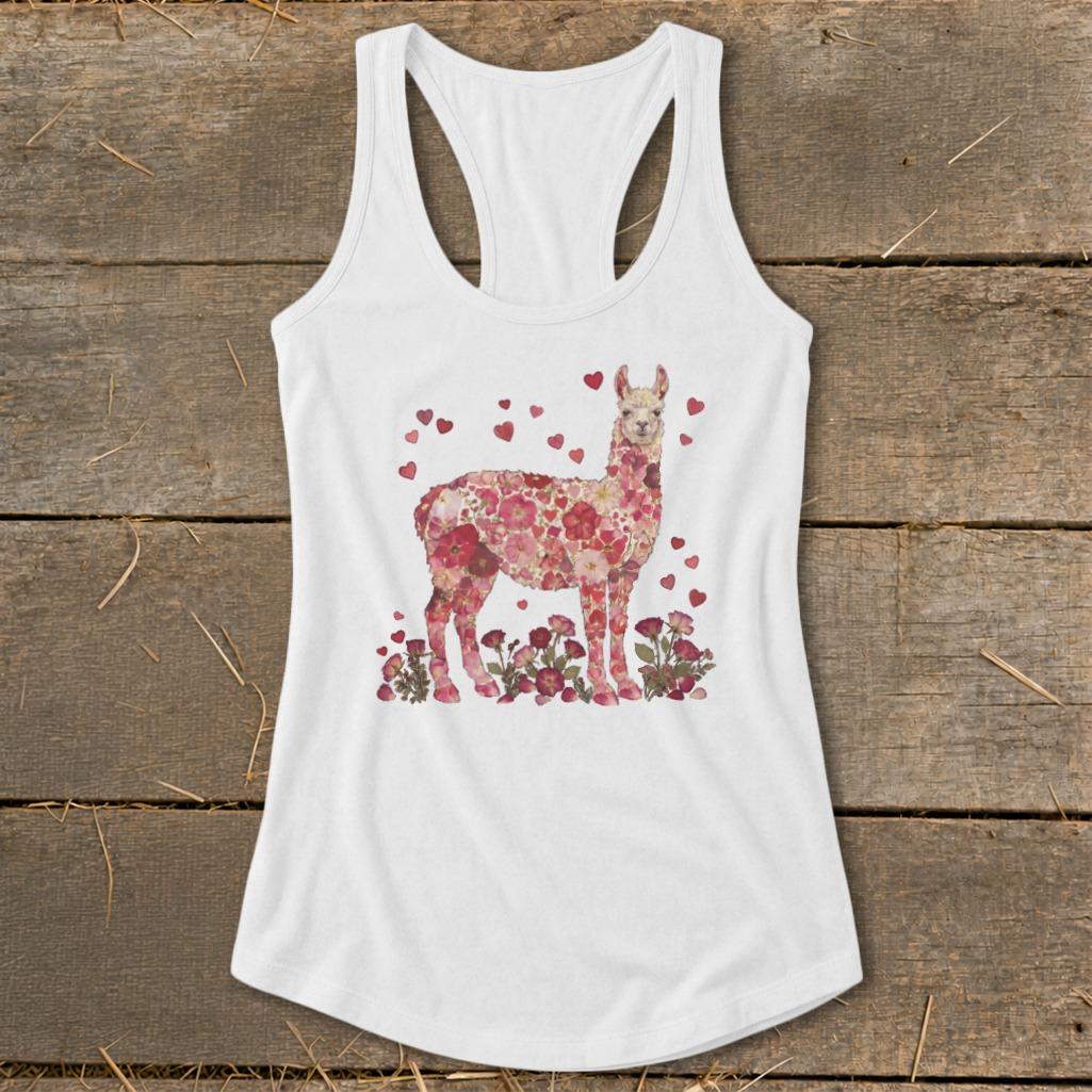 Flowers & Hearts - Llama Racerback Tank