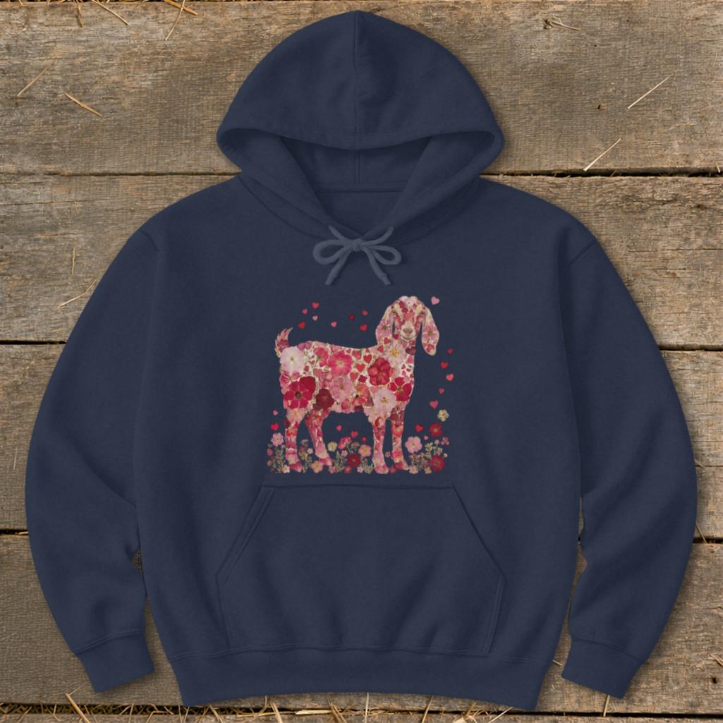 Flowers & Hearts - Nubian Goat Hoodie