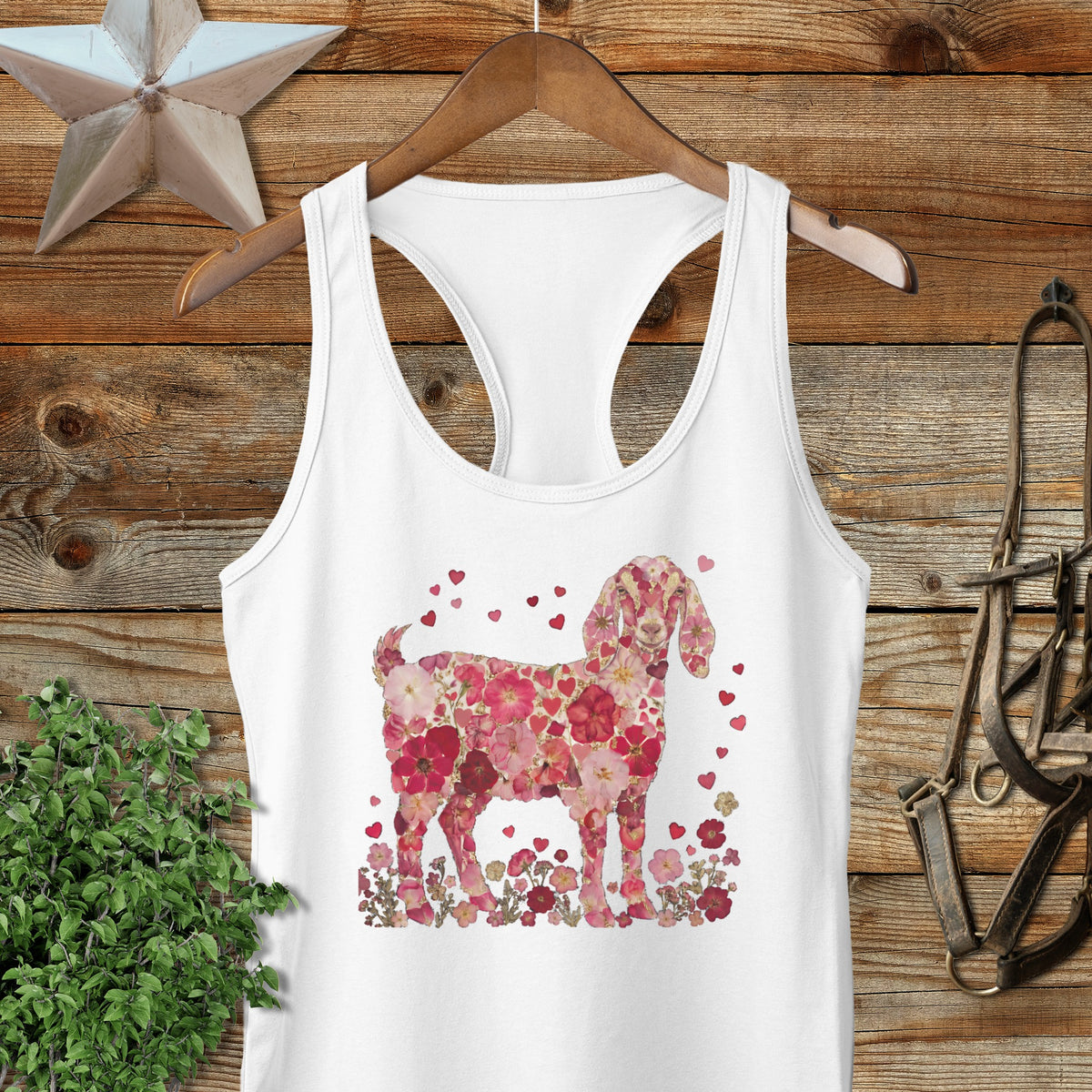 Flowers & Hearts - Nubian Goat Racerback Tank