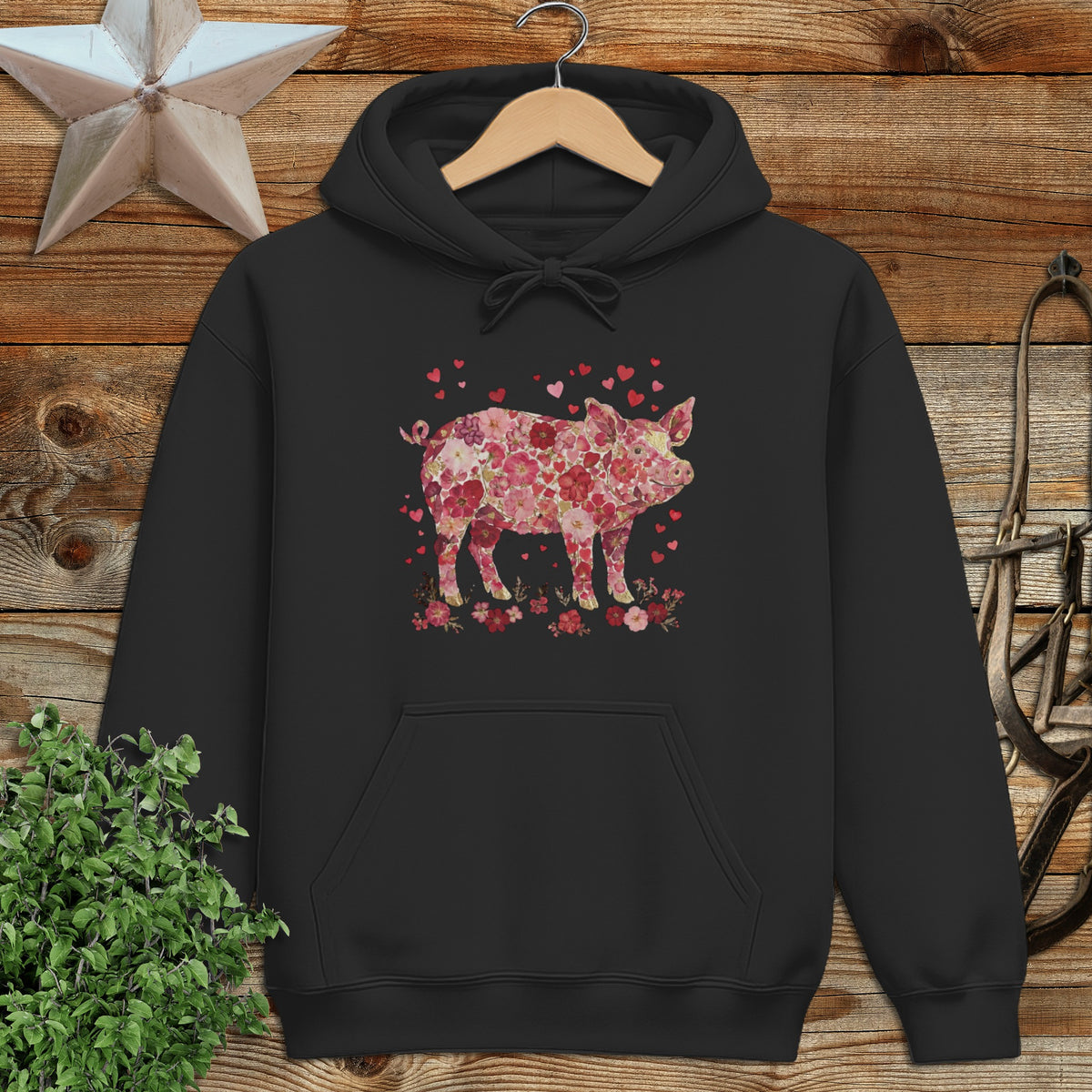 Flowers & Hearts - Pig Hoodie