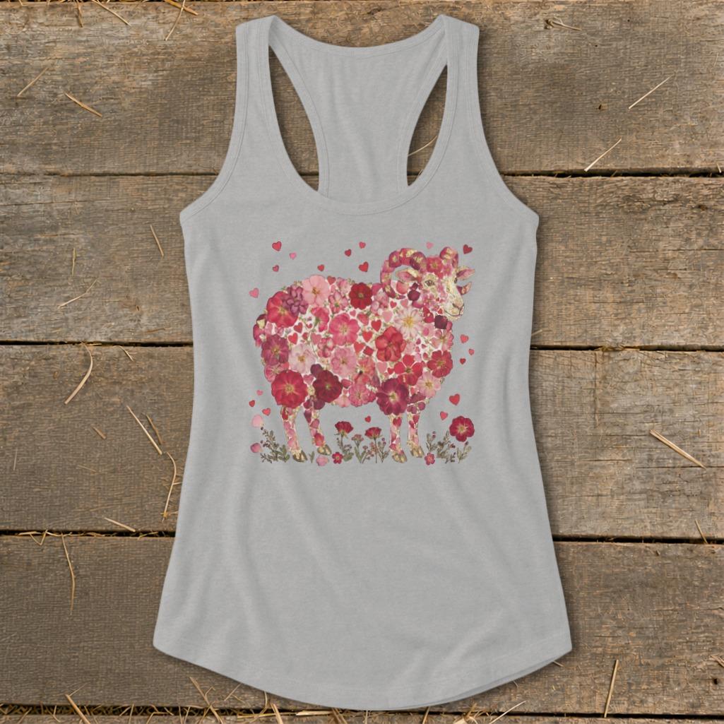 Flowers & Hearts - Ram Racerback Tank