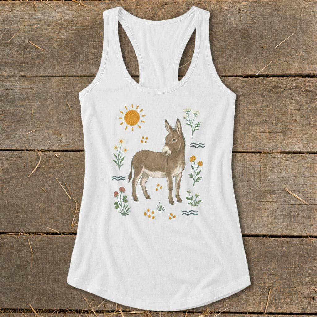 Folk Art Donkey Racerback Tank