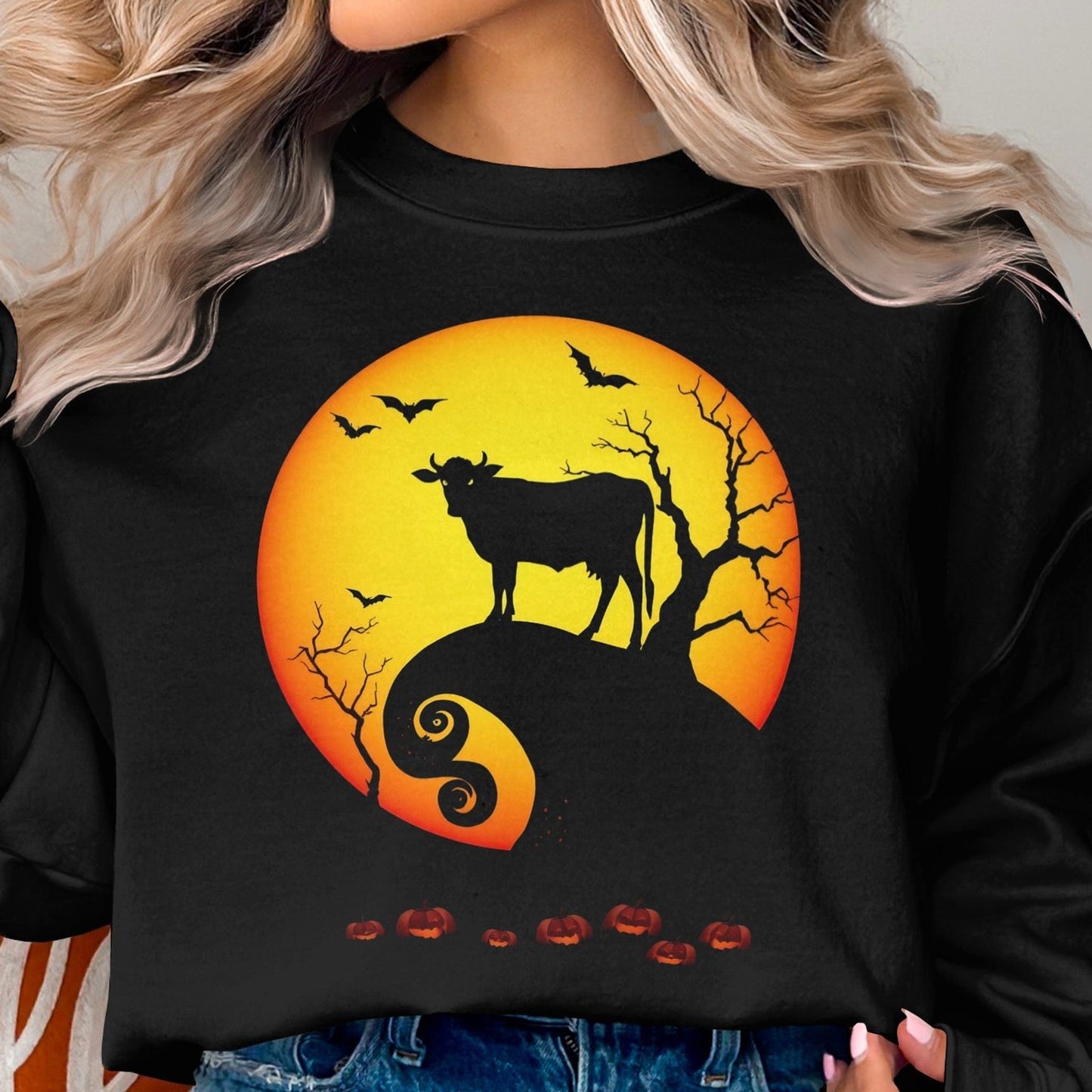 Halloween Cow in Moonlight Shirt