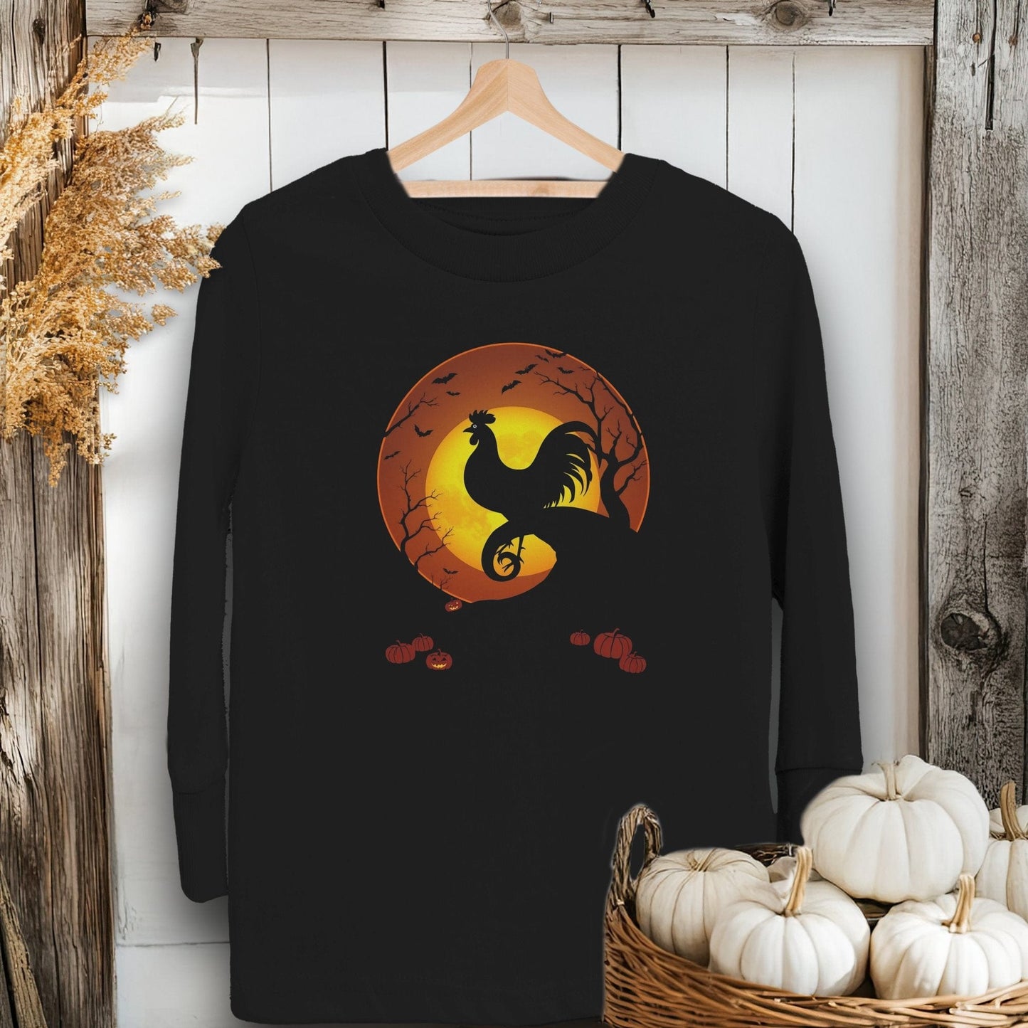 Halloween Rooster in the Moon Youth Shirt