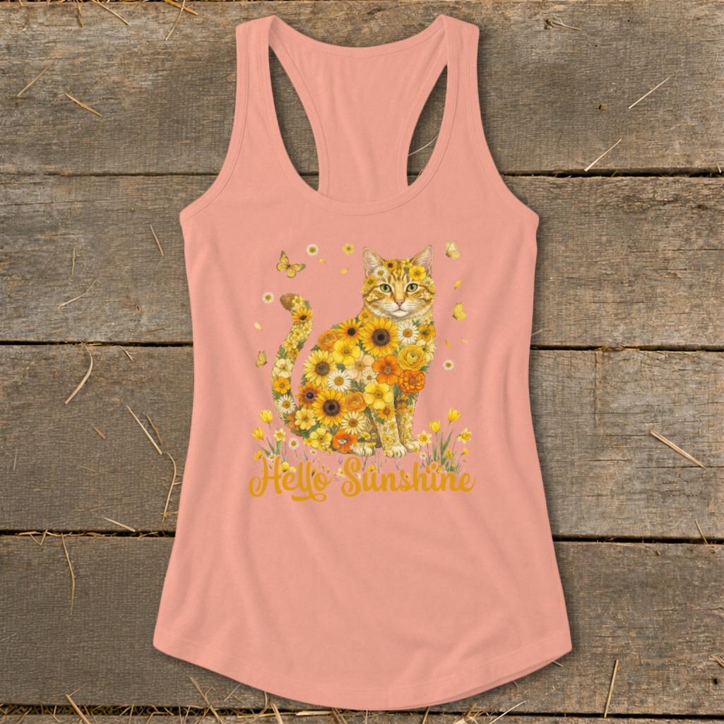 Hello Sunshine Cat Racerback Tank