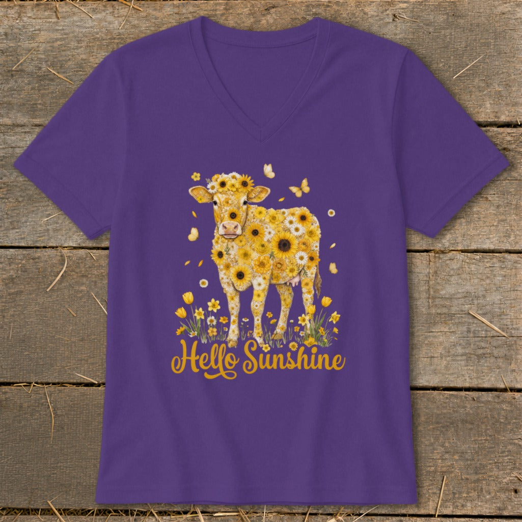 Hello Sunshine Cow V-neck