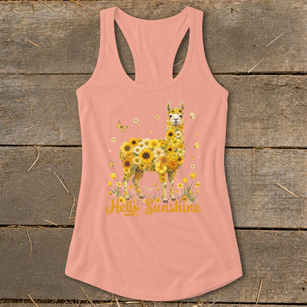 Hello Sunshine Llama Racerback Tank