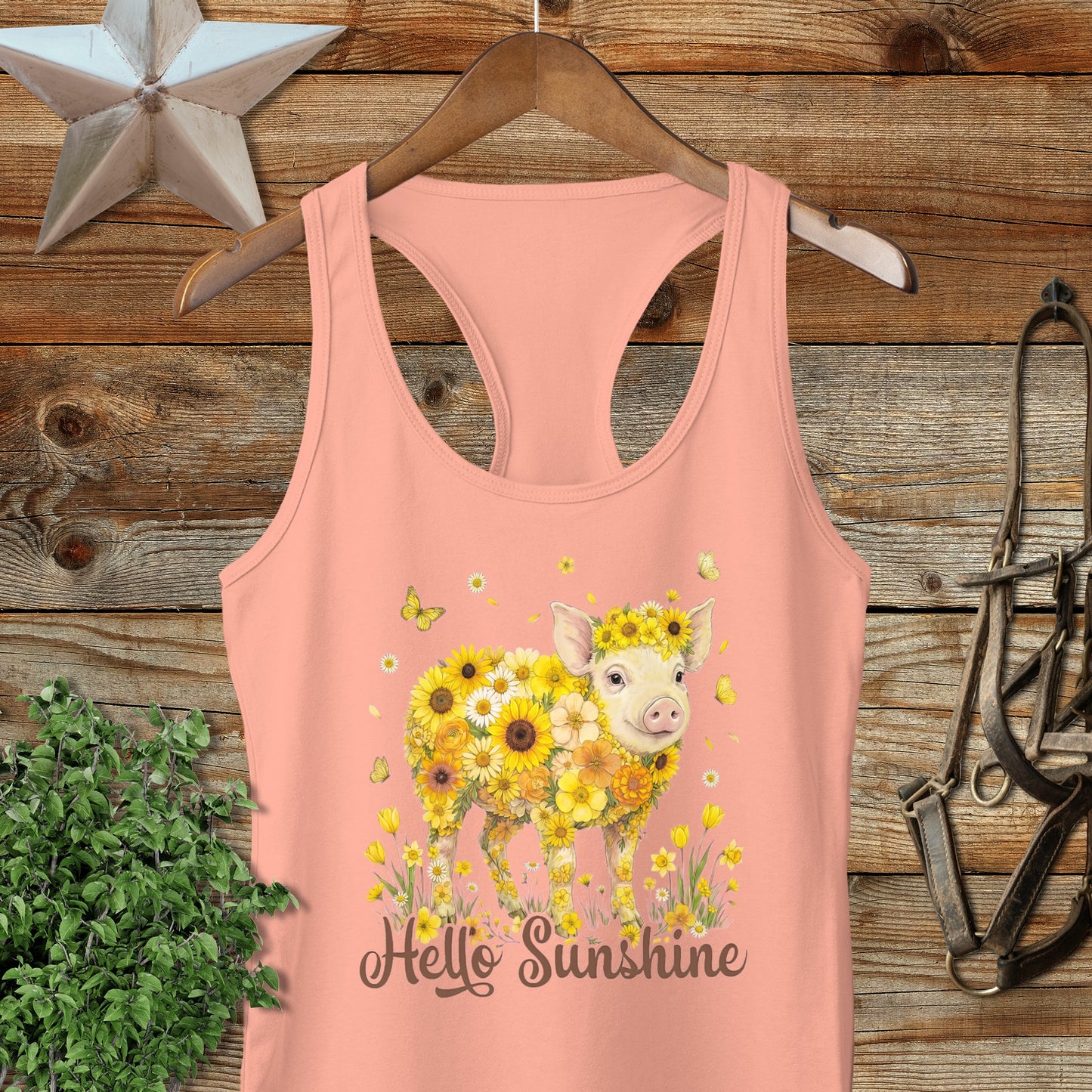 Hello Sunshine Pig Racerback Tank