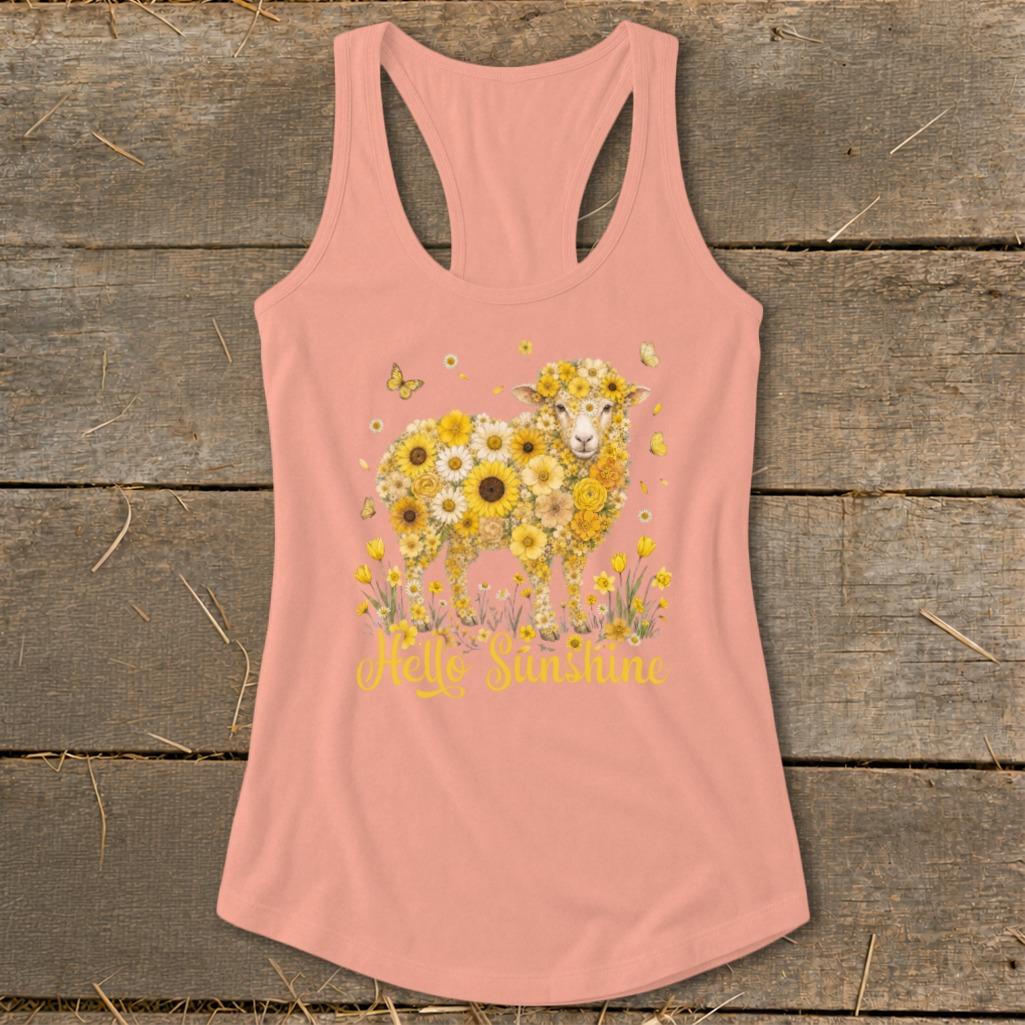 Hello Sunshine Sheep Racerback Tank
