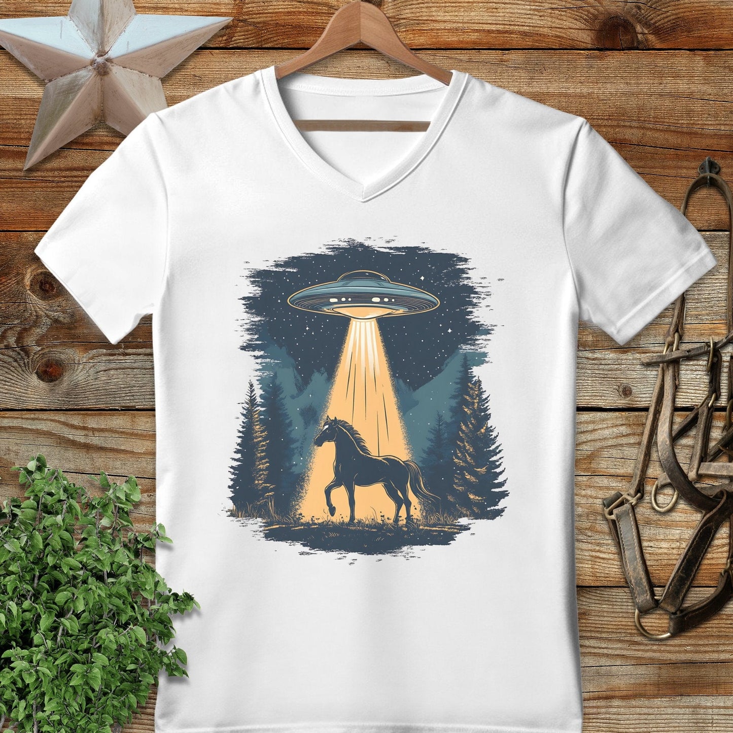 Horse Alien Abduction V-neck