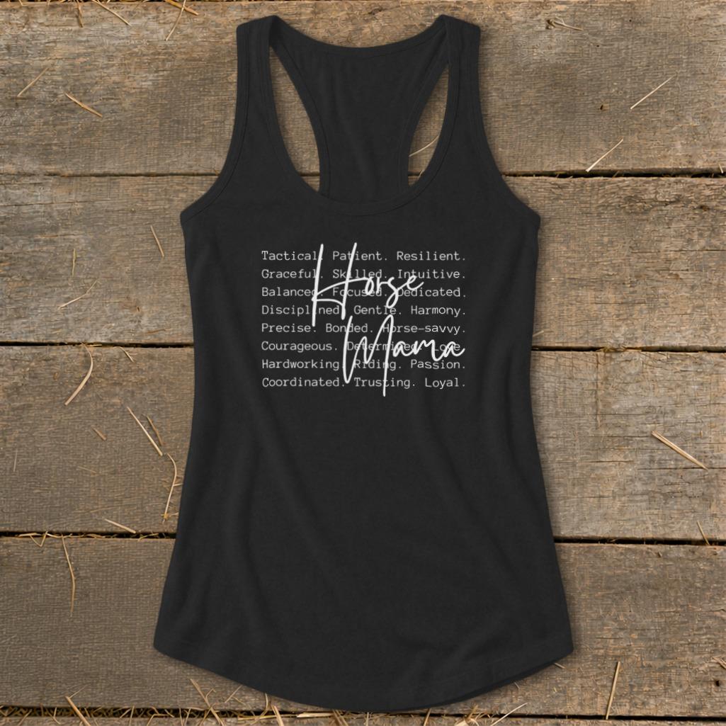 Horse Mama Words Racerback Tank
