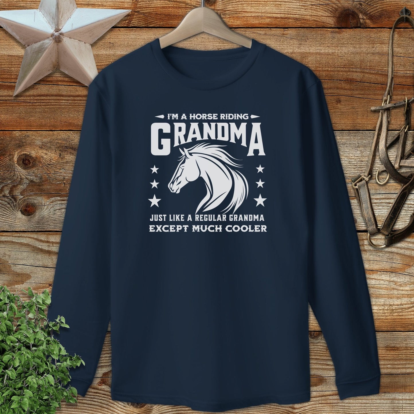 Horse Riding Grandma Long Sleeve Tee