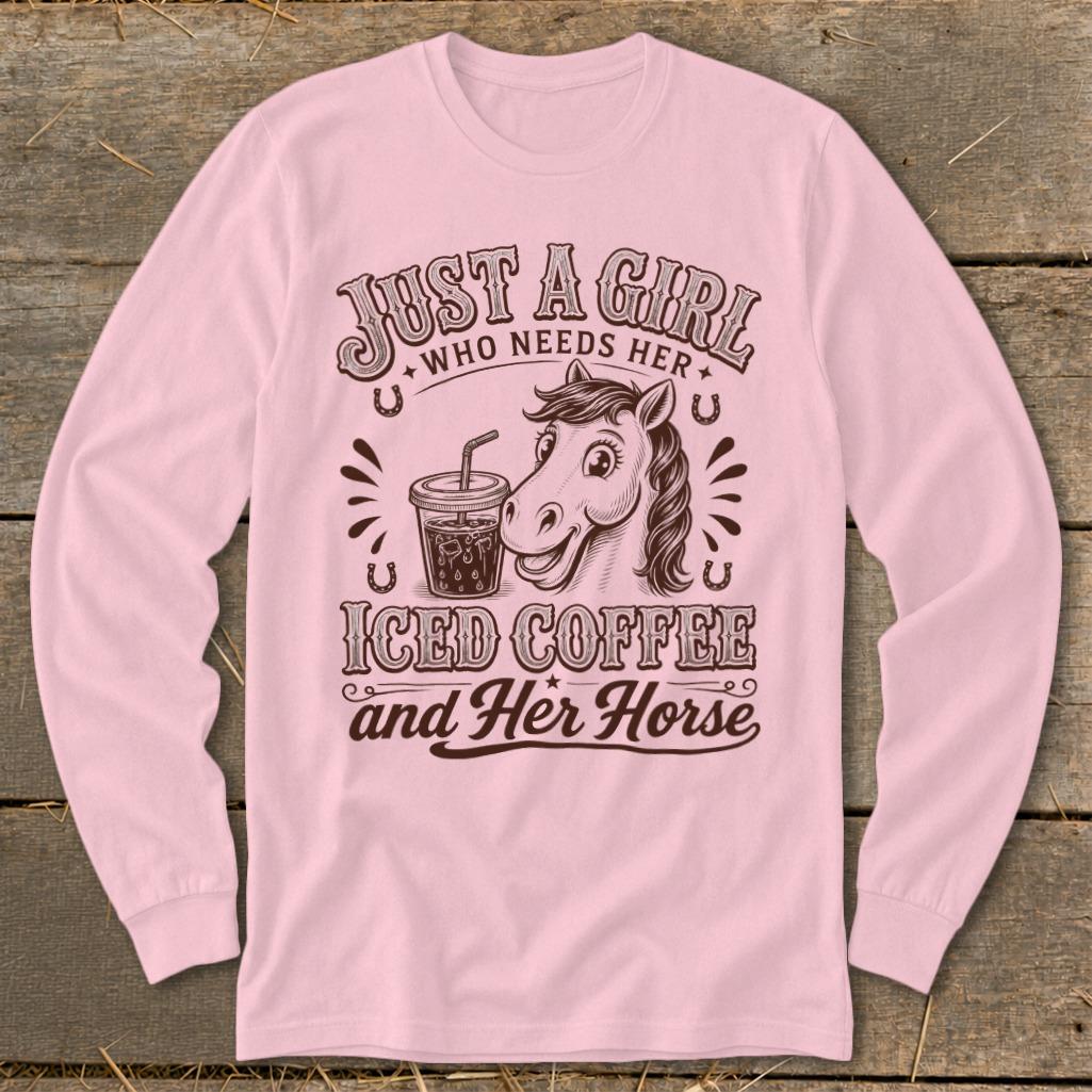 Iced Coffee And Horse Long Sleeve Tee