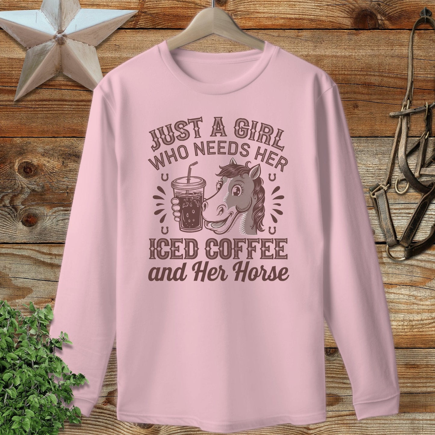 Iced Coffee And Horse Long Sleeve Tee