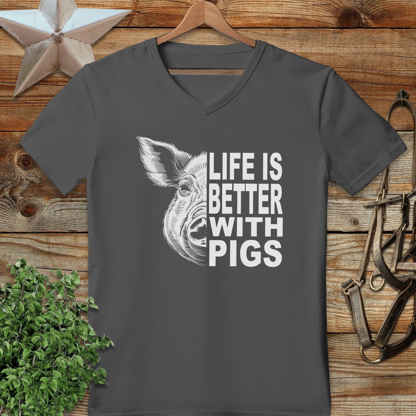 Life with Pigs V-neck