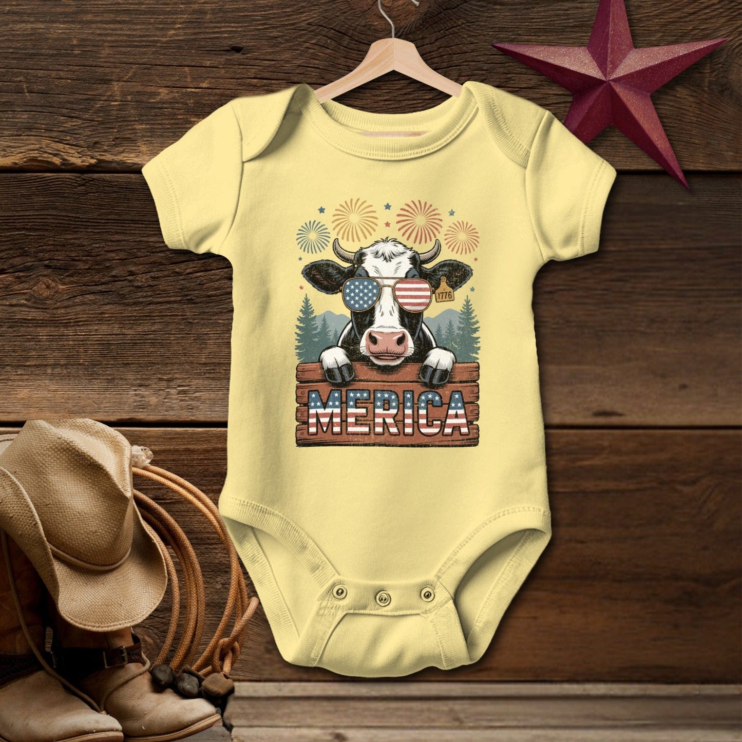 Merica Cow Bodysuit (Baby)