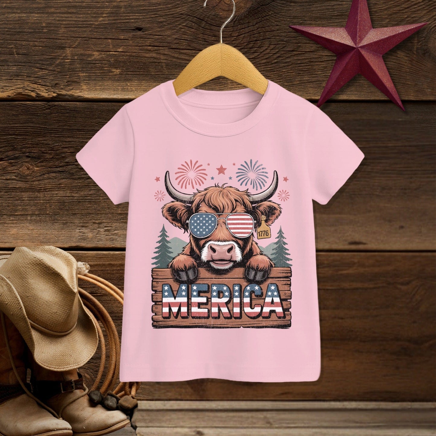 Merica Highland Cow T-shirt (Toddler)