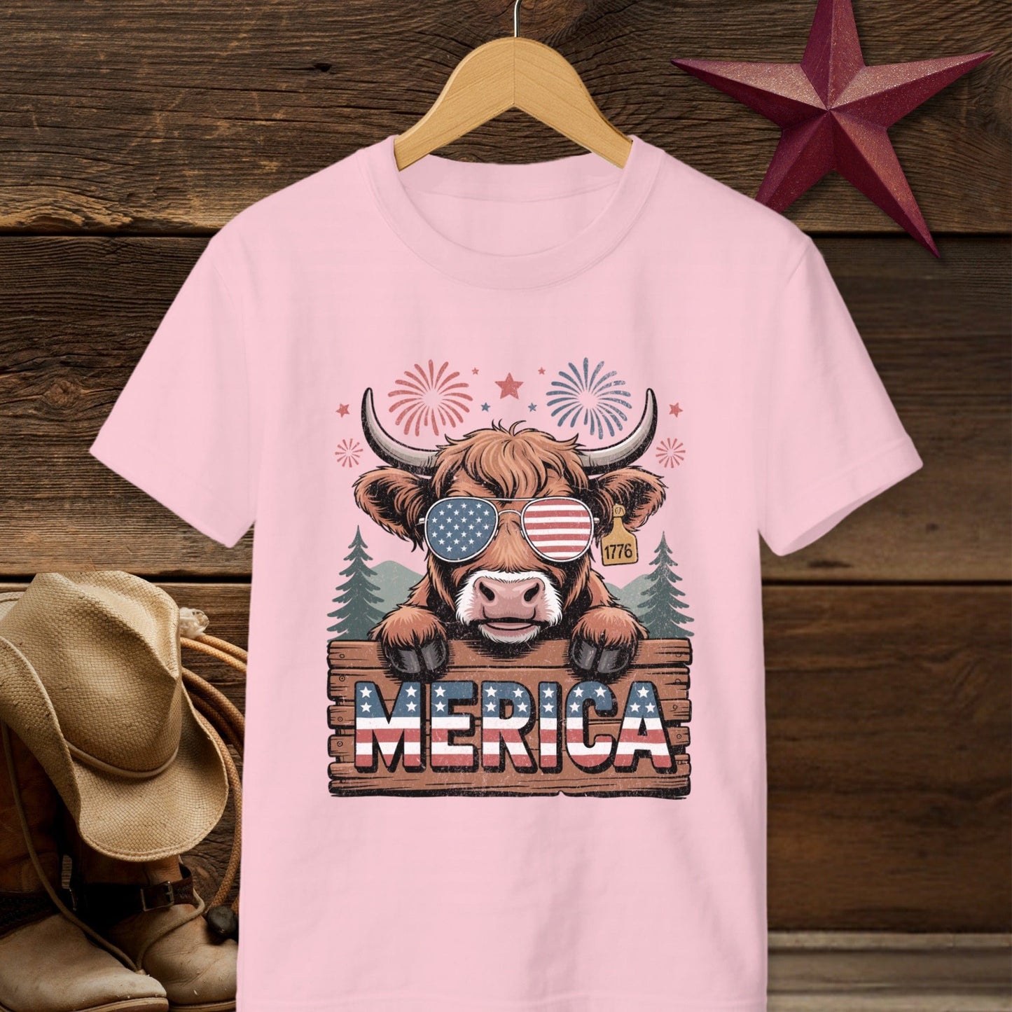 Merica Highland Cow T-shirt (Youth)