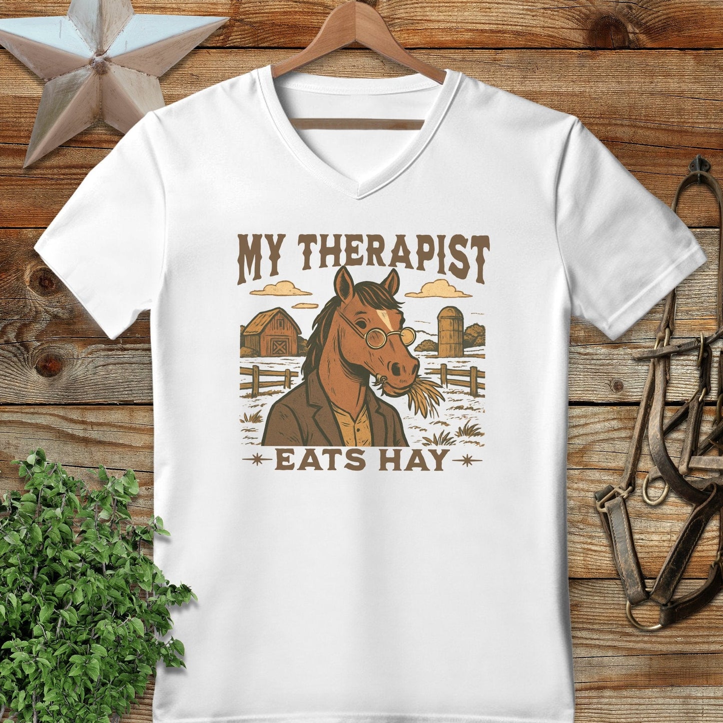My Therapist Eats Hay V-neck