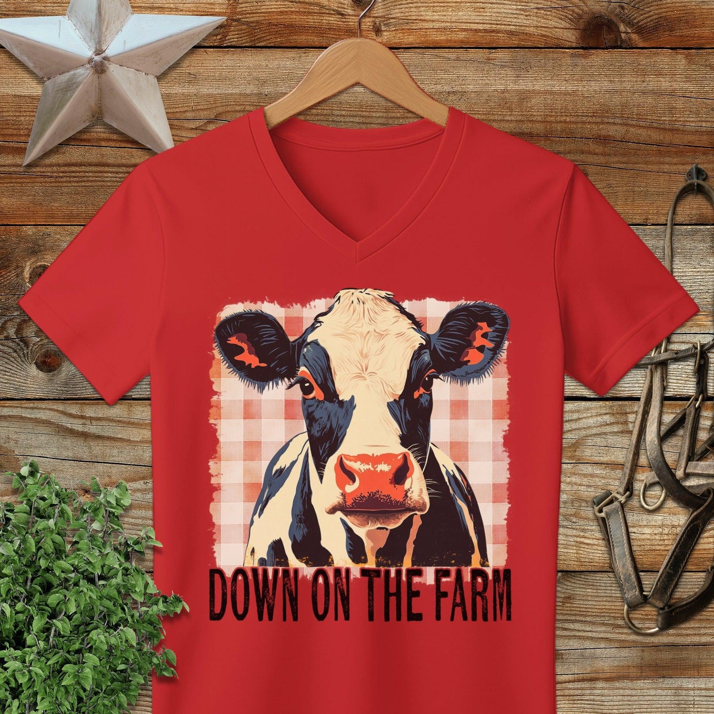 On the Farm Cow V-neck