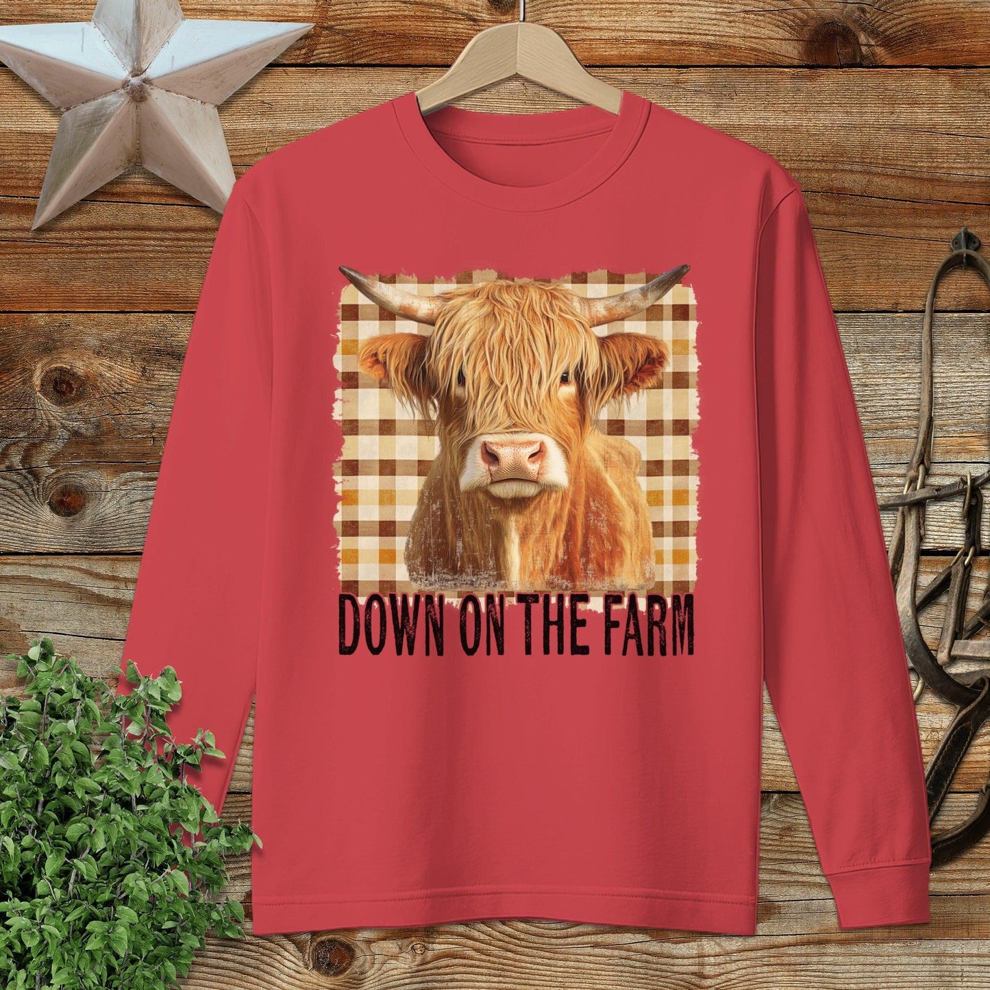 On the Farm Highland Cow Long Sleeve Tee
