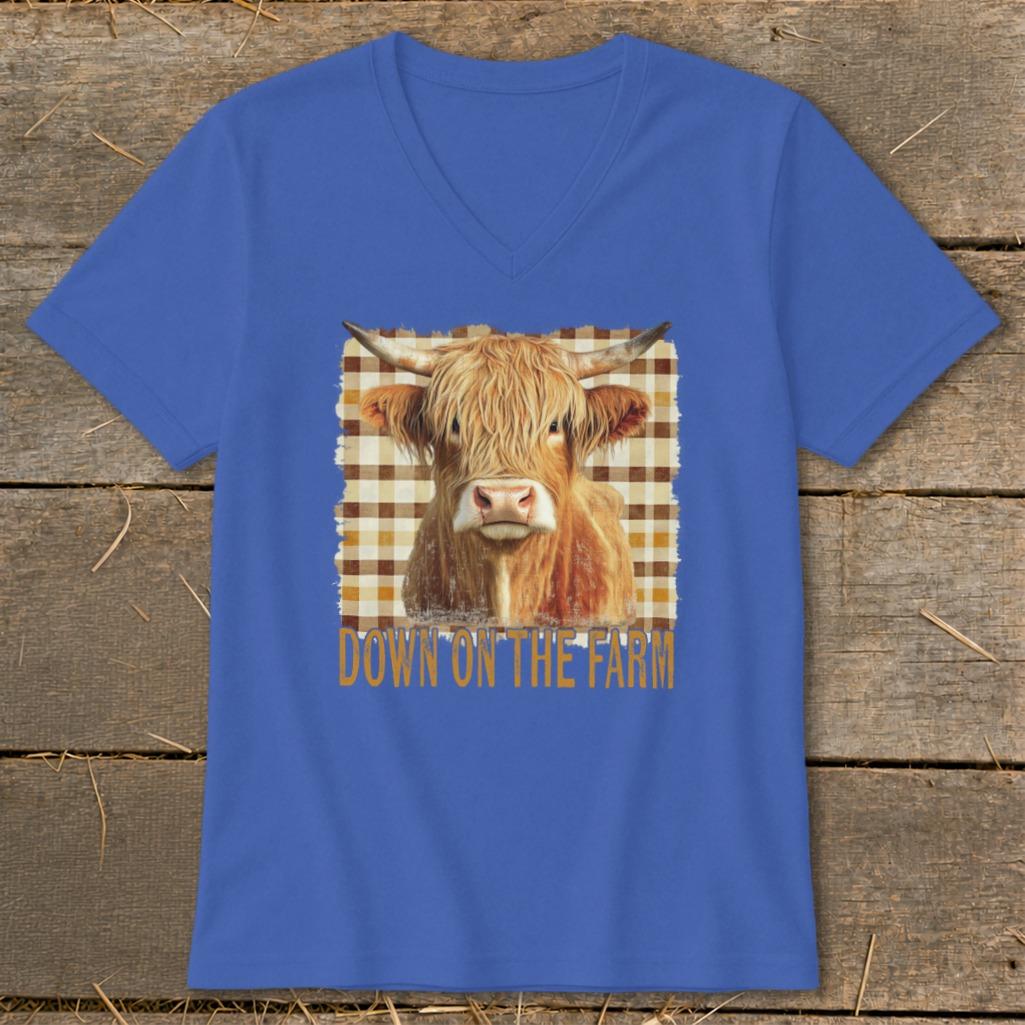 On the Farm Highland Cow V-neck