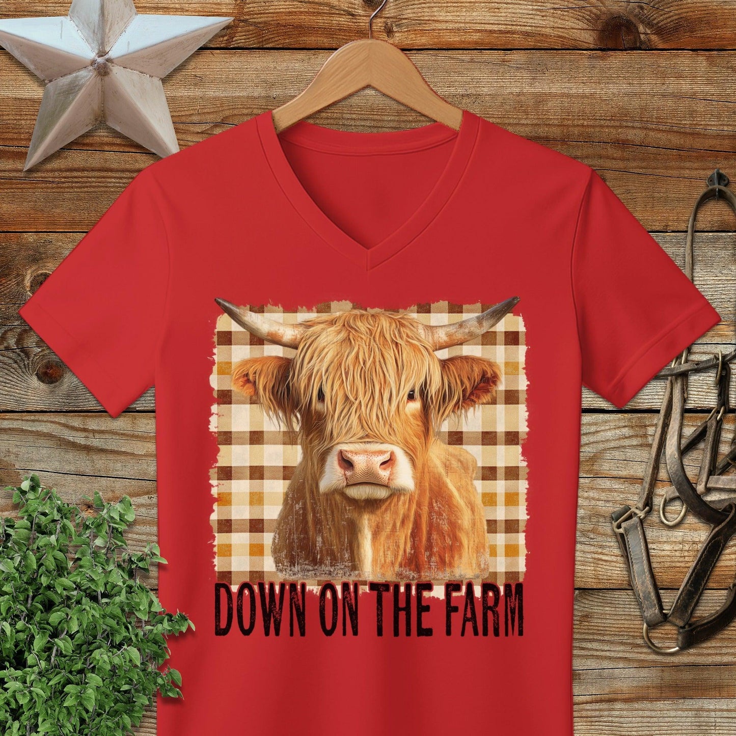 On the Farm Highland Cow V-neck