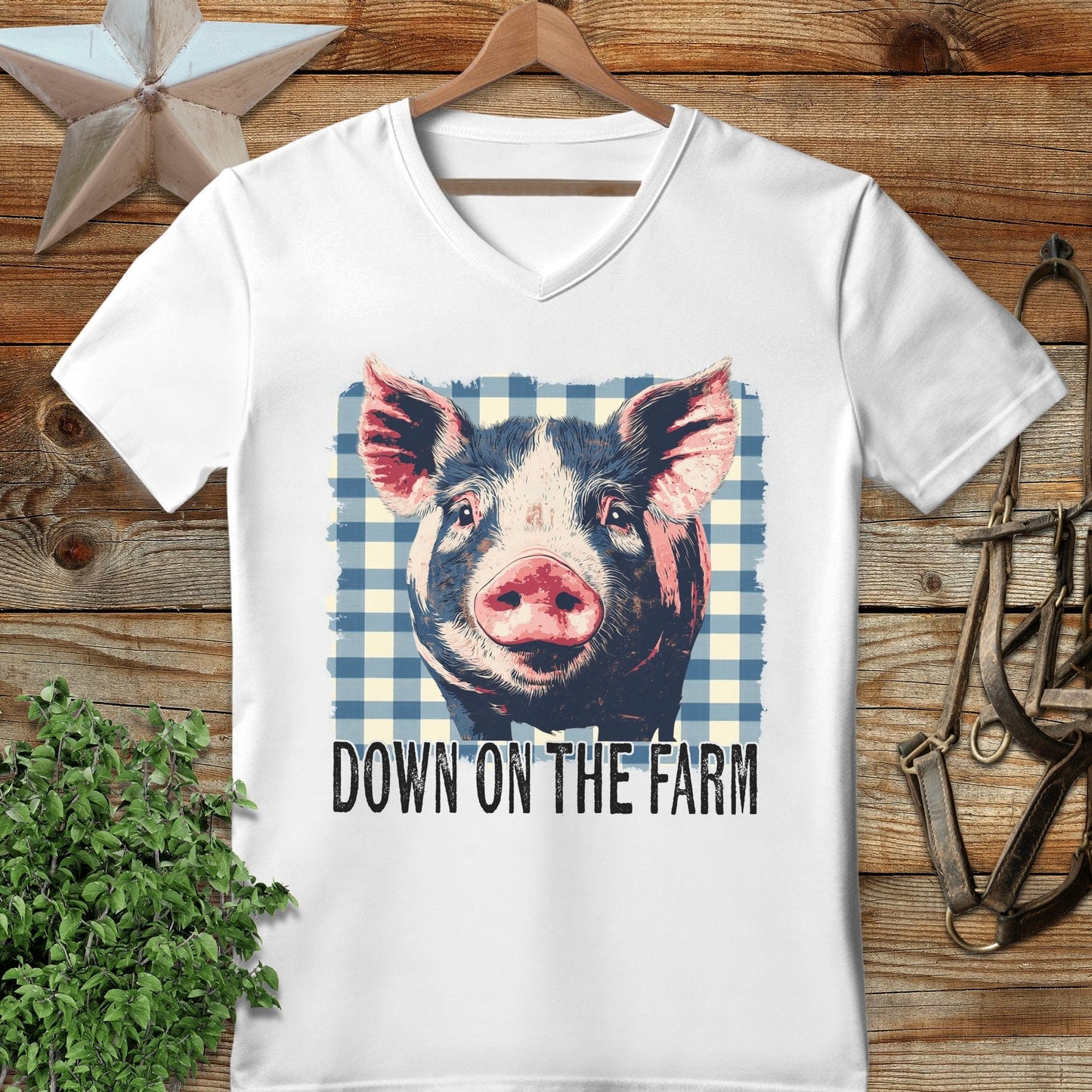 On the Farm Pig V-neck