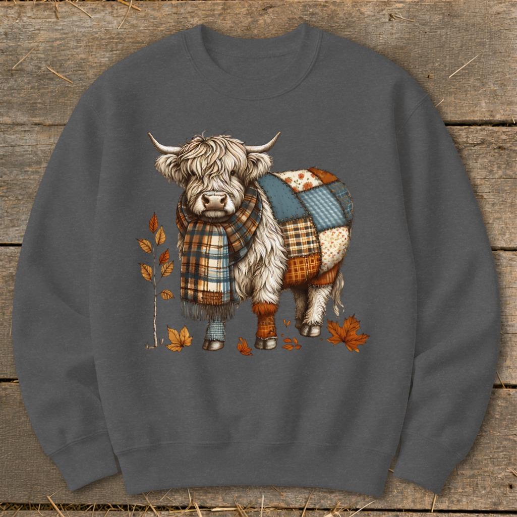 Patchwork Highland Cow Sweatshirt