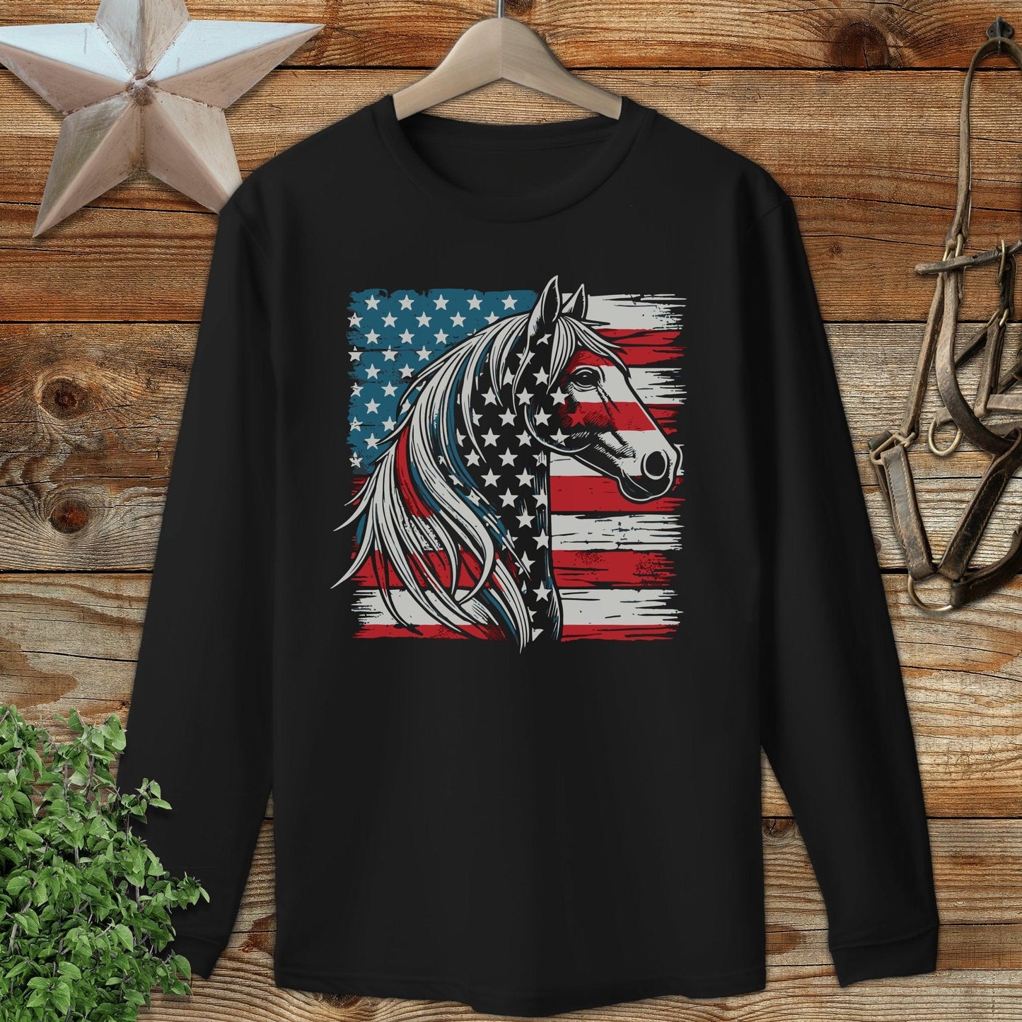 Patriotic Horse Long Sleeve Tee