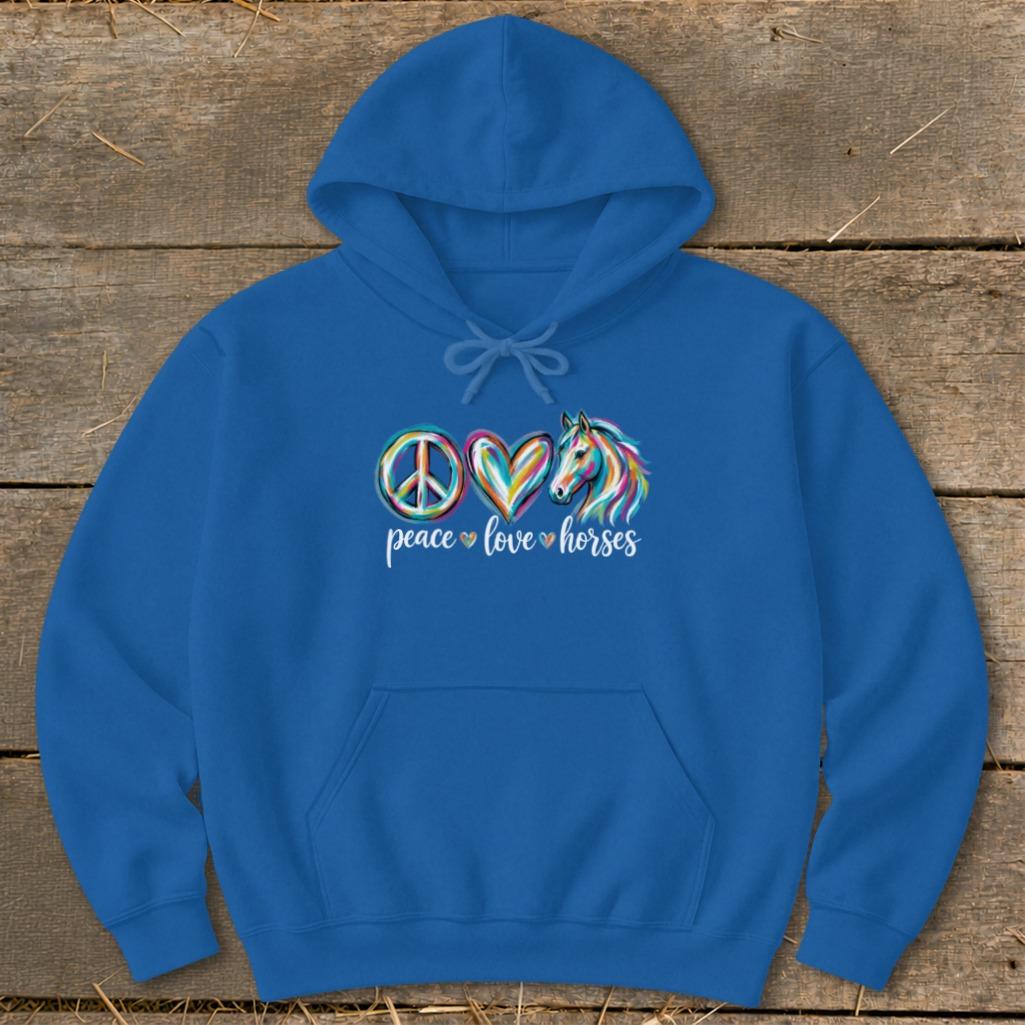 Peace Love Horses Hoodie - Royal